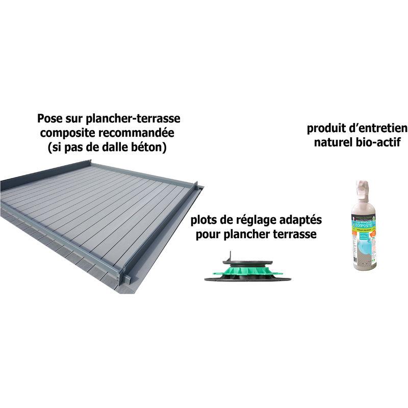 PLANCHER TERRASSE COMPOSITE 12 M² POUR ABRI DE JARDIN 3X3