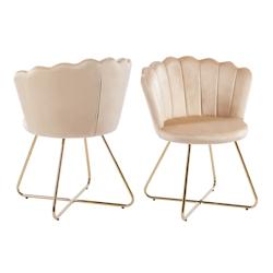 SalesFever Chaise coque en velours | Ensemble de 2 | Pieds chromés couleur or | L 69,5 x P 66 x H 85 cm | beige - multicolore multi-matériau 369227_0