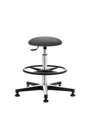 Tabouret en tissu enduit antistatique - assise ronde ESD - réglable en hauteur avec patins et repose-pieds_0