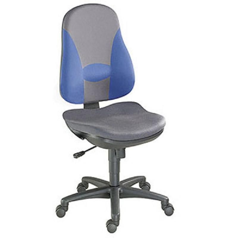 TOPSTAR SIÈGE DE BUREAU À ROULETTES NOA - AJUSTABLE - EN TISSU - HAUTEUR DOSSIER 57 CM - COULEUR GRIS ET BLEU