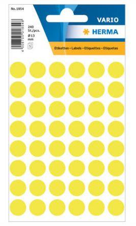 Étiquette universelle, ø 13 mm, rondes, jaunes fluo - 1854_0