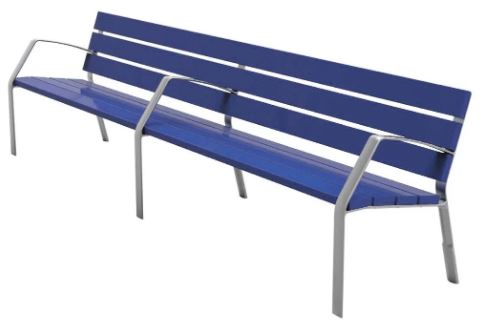 Banc public Modo-10 - 300 cm - 7 lames en aluminium anodisé ou peint en bleu_0