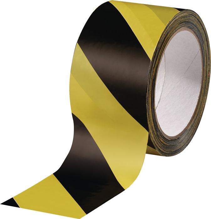 Bande de marquage d'avertissement PVC noir/jaune longueur 66 m largeur 60 mm rouleau BURMANN_0