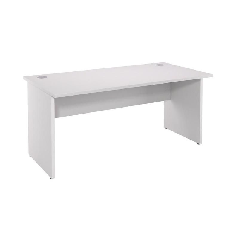 BUREAU DROIT EVOLUTION - L. 80 X P. 80 CM - PLATEAU 'BLANC' - PIEDS PLEINS 'BLANC'.