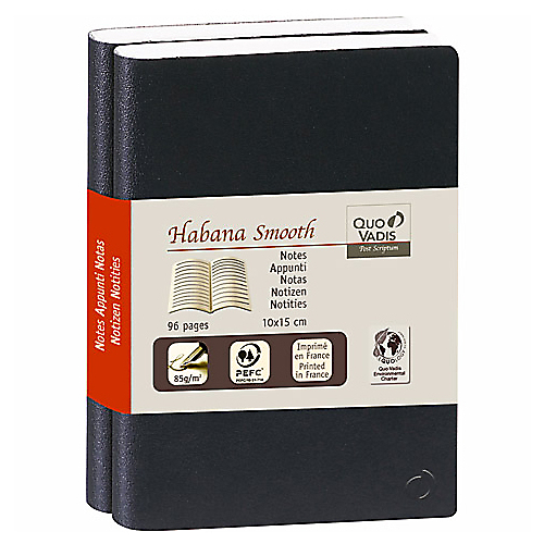 CARNET DE NOTES QUO VADIS A6+ HABANA SMOOTH 96 PAGES 85 G/M² PAPIER NOIR - 2 / PAQUET