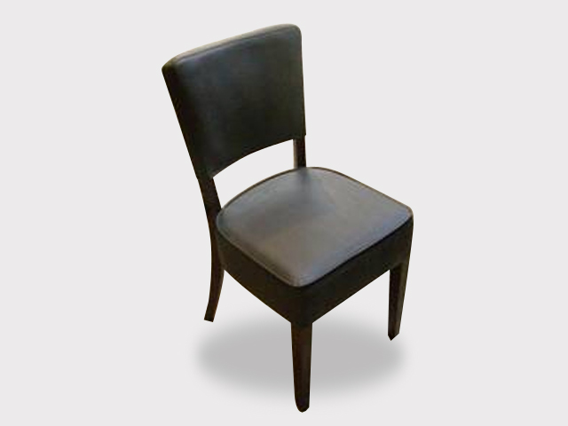 Chaise Clémentine - structure en bois teinté - assise et dossier en simili-cuir taupe - dimensions 43x43x85 cm_0