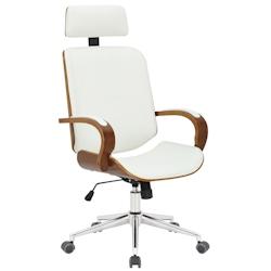CLP Fauteuil de bureau Dayton en Similicuir Ajustable et pivotant Noyer / Blanc - blanc polyester 191091202_0