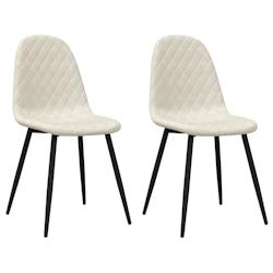Décoshop26 - Set de 2 chaises de salle à manger coutures en losange en tissu velours blanc crème DEC025509 - blanc 3000255288861_0