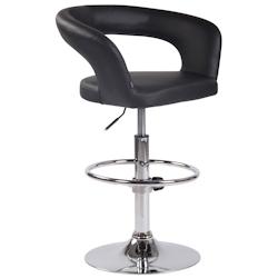 Décoshop26 - Tabouret de bar x1 assise moderne en PVC noir pieds et repose-pieds en métal chromé 10_0004988 - noir 3000252397825_0