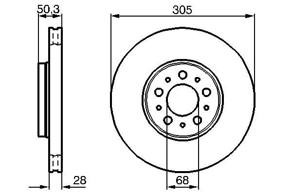 Disque de frein Bosch 0986478494 - ventilé de l'intérieur - 5 trous - épaisseur 28 mm - côté avant_0