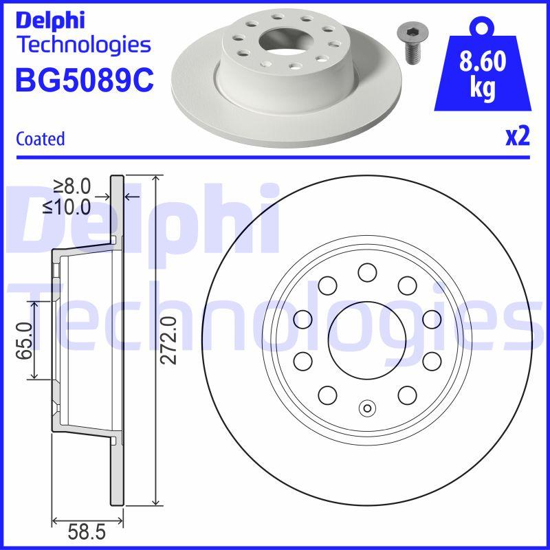 Disque de frein Delphi BG5089C - boîte de 2 disques - arrière - type plein_0
