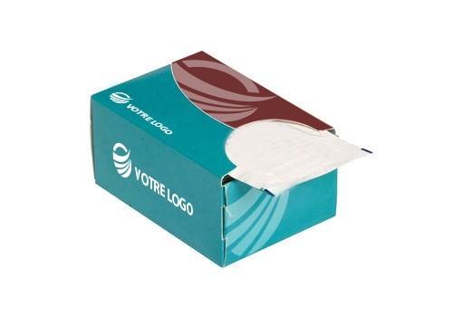 Distributeur de lingettes personnalisées - boîte carton rectangulaire 60x80mm - choix de lingettes_0