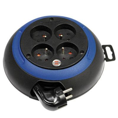 Enrouleur électrique domestique Brennenstuhl, Design-Box 4 prises, câble 3m H05VV-F 3G1,0, coloris bleu / noir_0