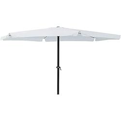 Garden Friend Parasol couverture ronde en polyester armature en acier avec manivelle 3 m x 2,4 h m blanc - blanc polyester O850003_0