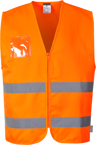Gilet HV polycoton orange C497, taille L - bandes réfléchissantes, norme EN ISO 20471 classe 2_0