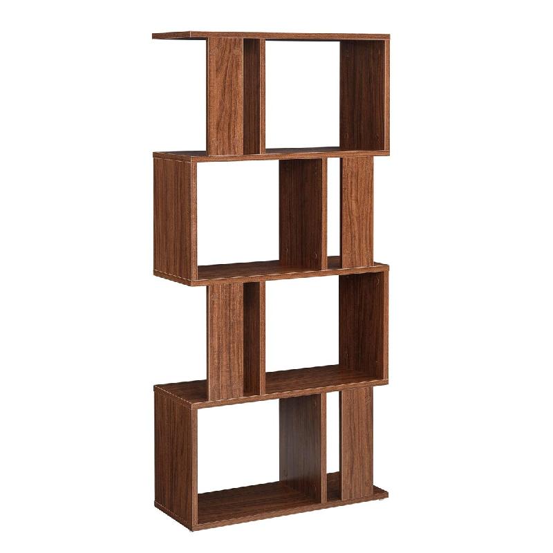 Helloshop26 - Bibliothèque pour salon meuble de rangement stockage avec plusieurs étagères mdf mélaminé 130 cm Noyer 03_0001075 - 3000123199787_0