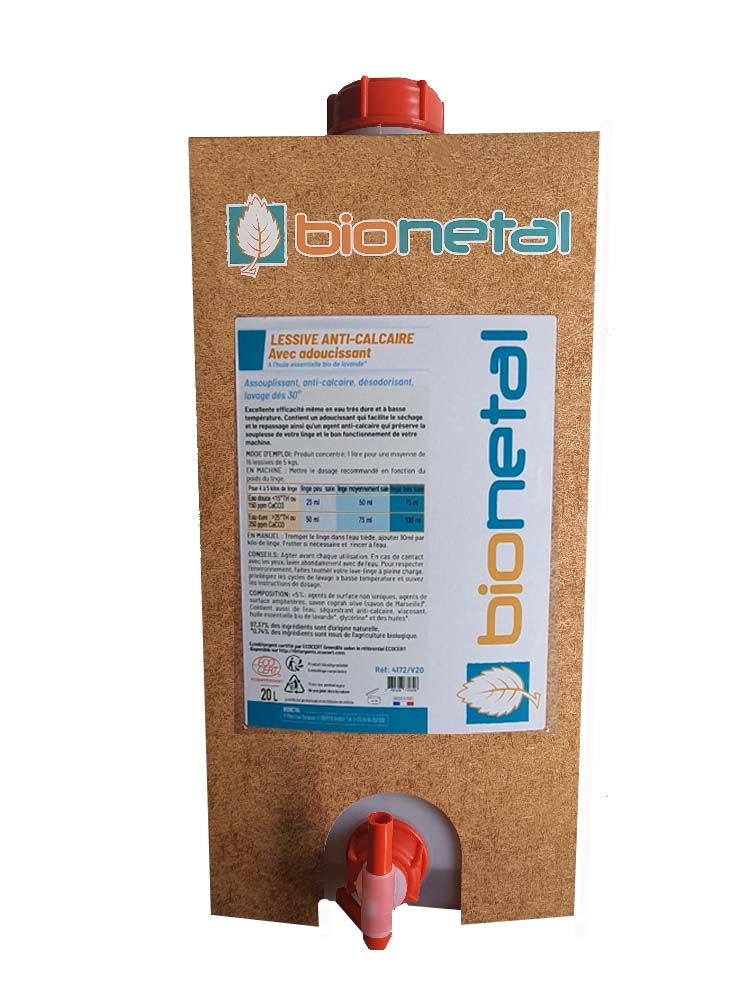 Lessive vrac Bionetal 20L - Certifiée ECOCERT - Savon de Marseille bio et formule anticalcaire_0