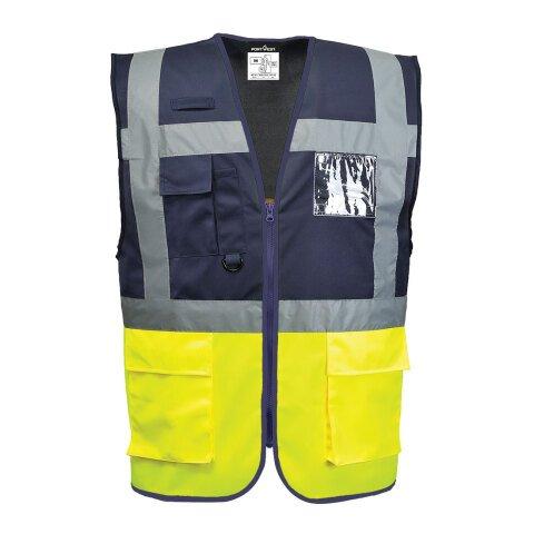 LOT DE 3 - PORTWEST C276 GILET EXECUTIVE PARIS HI-VIS BICOLORE JAUNE/MARINE - TAILLE S