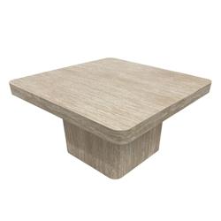Oviala Business Table basse carrée 80 cm aspect naturel - beige Bois massif 113776_0