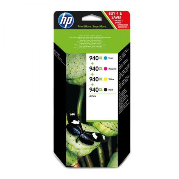 Pack de 4 cartouches d'encre originales HP 940XL (C2N93AE) - Noir, Cyan, Magenta, Jaune, grande capacité_0