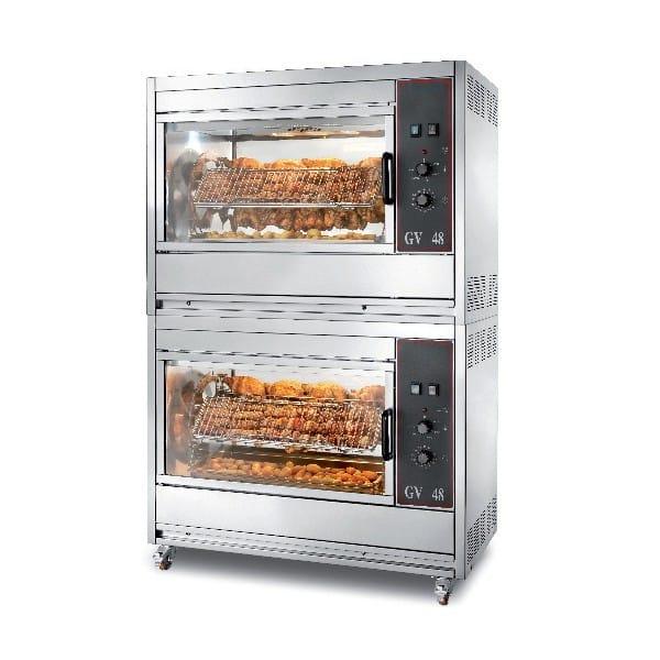 Rôtissoire électrique ventilée traversante, 14 broches, en inox, 18.6 kW_0