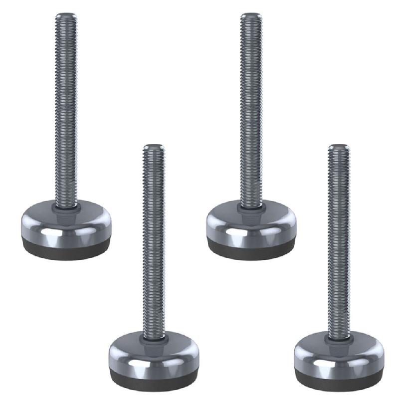 Pieds de nivellement en acier inoxydable 12x100x50mm base et patin anti-vibration 400kg-Set of 4_0