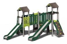 Structures de jeux combinées - 3 tours inox avec 2 toboggans - Gamme Neo - Référence Neo31217i - Crea Equipements_0