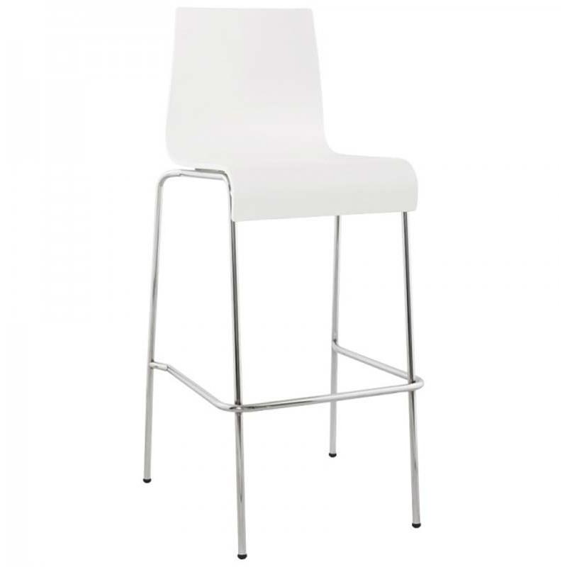 Tabouret de bar Forest 104 cm blanc - Paris Prix - Bois plaqué chêne et piètement métal_0