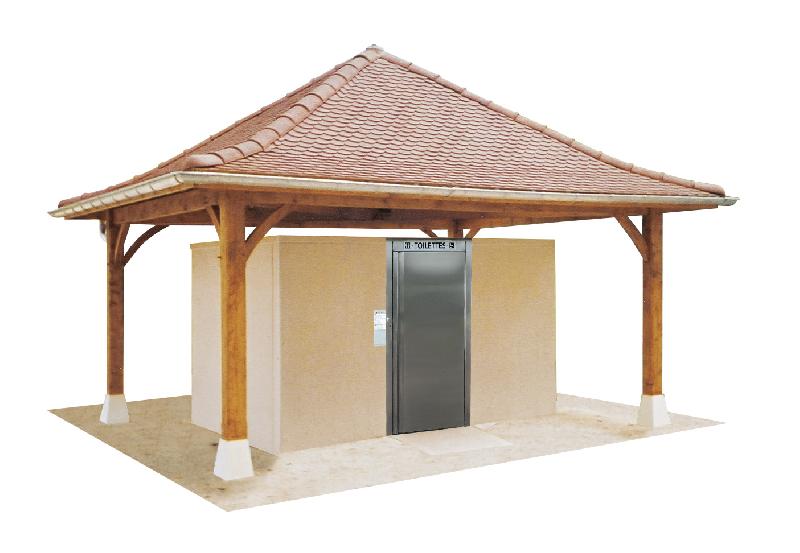 Toilette - réf. 2019 - charpente apparente 4 pans suspendus - cabine PMR, WC standard, urinoir et local technique_0