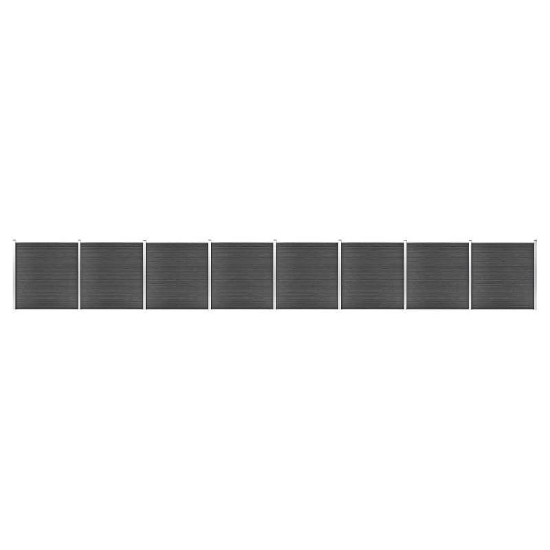Vidaxl ensemble de panneau de clôture wpc 1391x186 cm noir 3070435_0