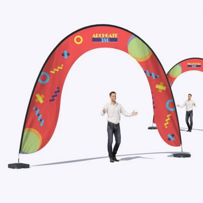 Arche d'entrée publicitaire personnalisée - 5.50m x 3.40m - Mâts en fibre de carbone_0