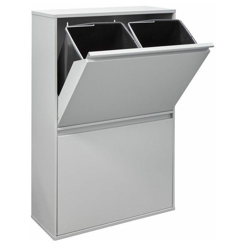 Poubelle ou conteneur de recyclage 70L, VERTICAL, 2 compartiments, poubelle  à déchets, 76 cm, gestion facile