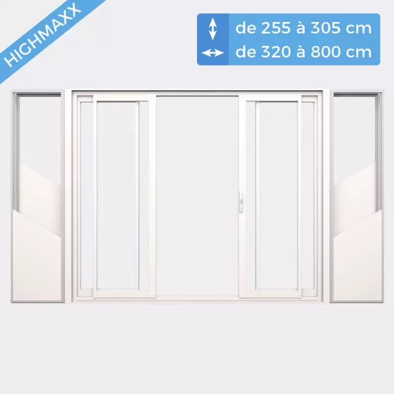 Baie vitrée coulissante en aluminium à galandage sur mesure - 4 vantaux sur 2 rails - Gamme Highmaxx_0