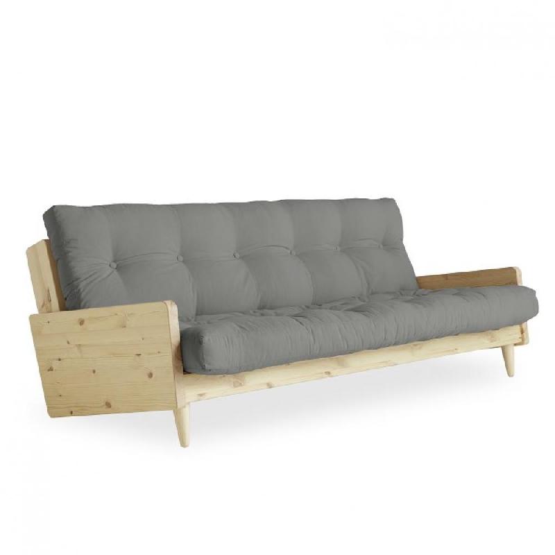 CANAPÉ 3 PLACES CONVERTIBLE INDIE STYLE SCANDINAVE FUTON GRIS COUCHAGE 130*190 CM._0