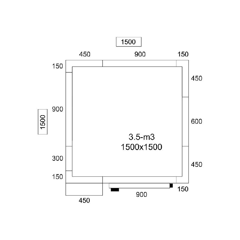 Chambre froide 3,5 m³ - 1,5 x 1,5 m - Normes CE - Isolation 80 mm - Acier inoxydable AISI 304_0