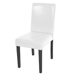 Décoshop26 - Chaise de salle à manger cuisine en synthétique blanc pieds en bois foncé design moderne 04_0002318 - blanc 3000271132698_0
