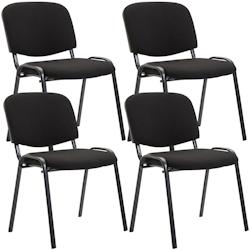 Décoshop26 - Lot de 4 chaises visiteur empilable zone d'attente en tissu noir piètement à 4 pieds en métal noir 10_0003196 - noir 3000251449815_0