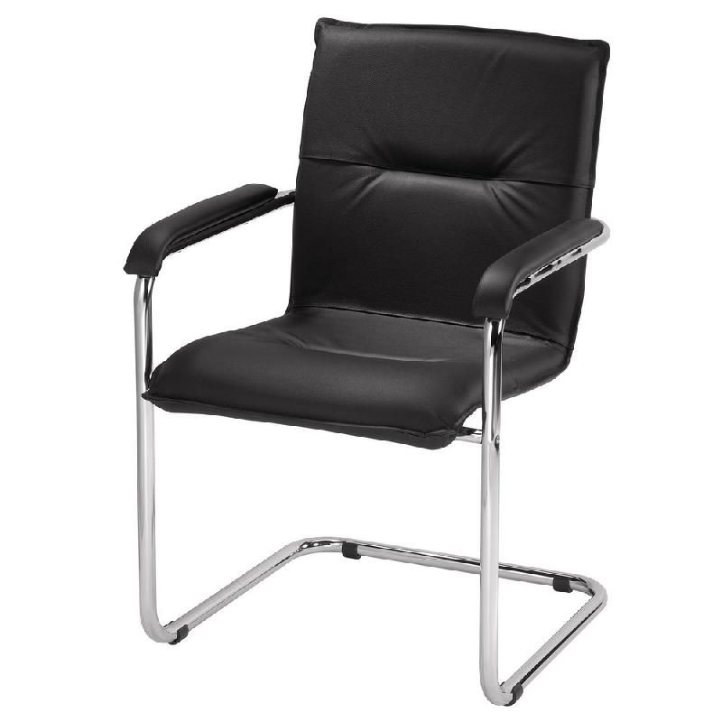 FAUTEUIL VISITEUR SILLA - EN CROÛTE DE CUIR - HAUTEUR DOSSIER 45 CM - COULEUR NOIR (PRIX UNITAIRE)