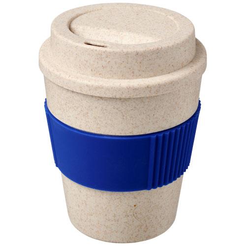 Gobelet publicitaire 350 ml en paille de blé Oka - paroi simple avec couvercle à visser_0