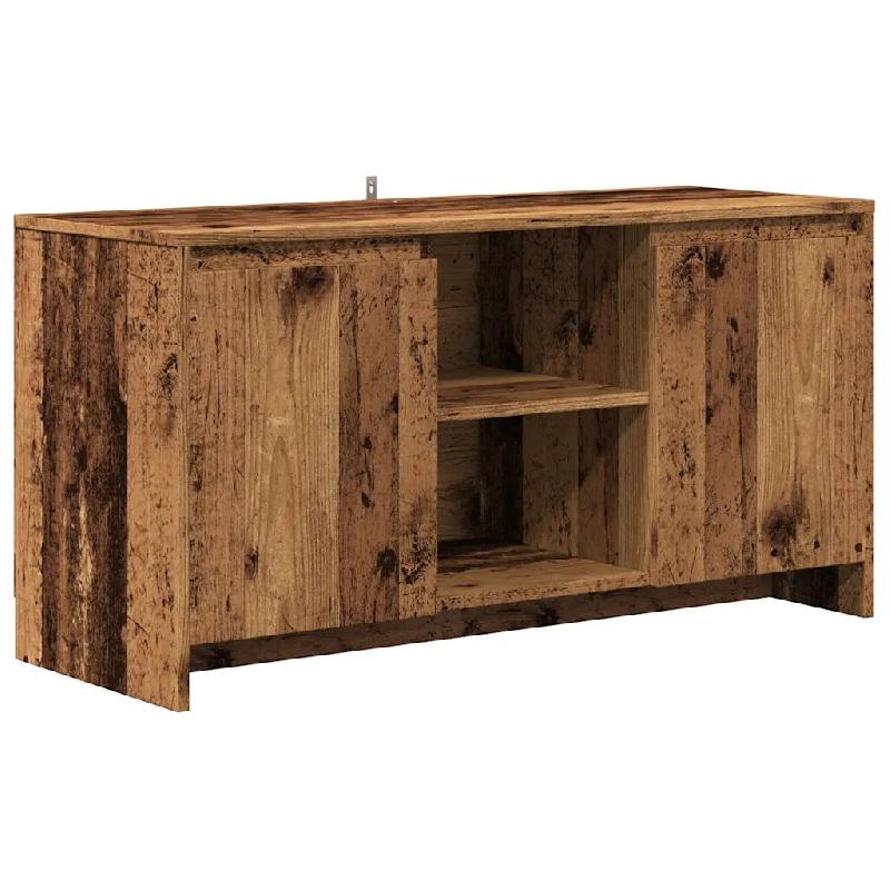 Helloshop26 - Meuble TV vintage pratique avec grand rangement 102 x 37 x 52 cm en bois d'ingénierie vieux bois 02_0050938 - Bois massif 3000236651158_0