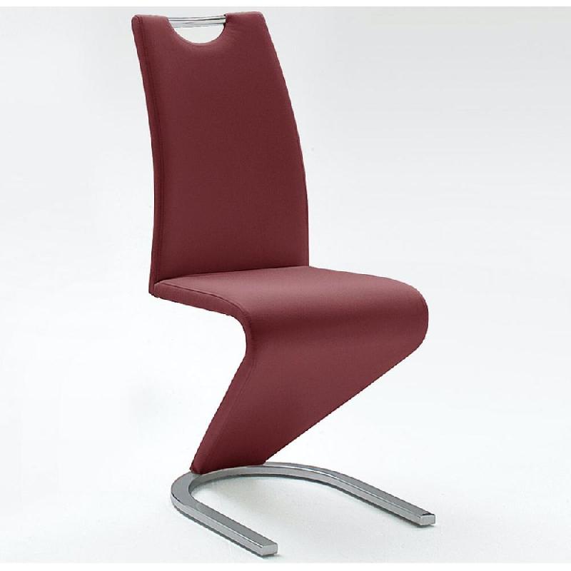 Lot de 2 chaises ALBI tissu bordeaux - piètement luge en tube chrome - design chic et moderne_0