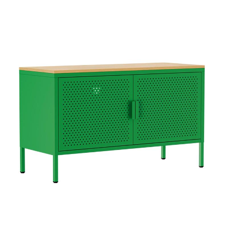 Oviala Business Buffet moderne 2 portes L100 cm en métal vert - vert acier 113983_0