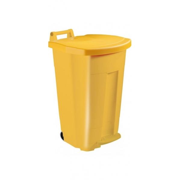 Poubelle mobile à pédale 90 litres - corps jaune - modèle BOOGY - tri sélectif - méthode HACCP - garantie 2 ans_0