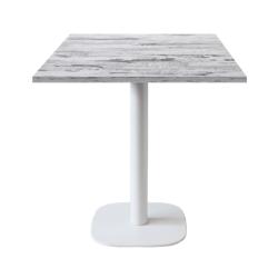 Restootab - Table 70x70cm - modèle Round pied blanc chêne islande - marron fonte 3760371511112_0