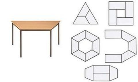 SODEMATUB Table de réunion modulaire 126TPB – trapézoïdale poirier/marron – plateau mélaminé 19 mm – châssis acier avec pieds de nivellement_0