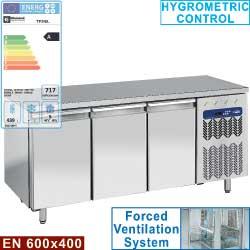 Table frigorifique ventilée 3 portes 600x400 - TP3N/L - Inox alimentaire AISI 304, groupe compresseur tropicalisé_0