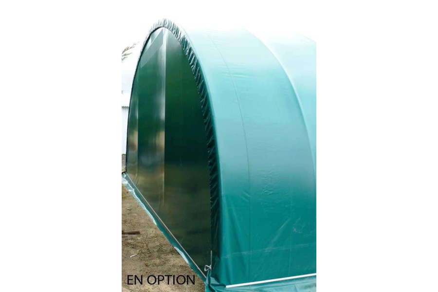 Tunnel de stockage / fermé / structure en acier / couverture en pvc / pignon / porte_1