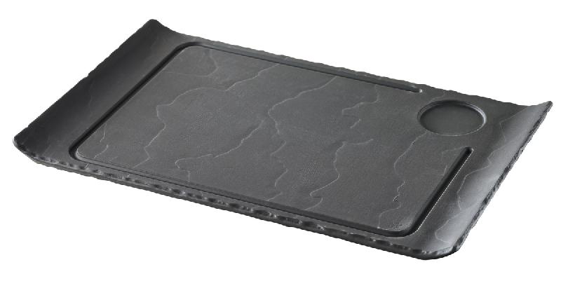 ASSIETTE À STEAK RECTANGULAIRE NOIR PORCELAINE 39,5X24 CM BASALT REVOL