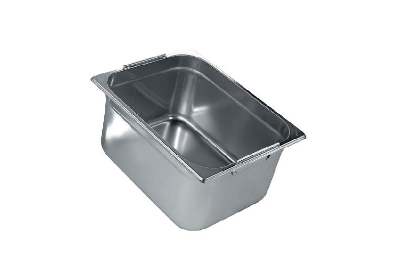 BAC GASTRO INOX 1/2 PLEIN À  ANSES ESCAMOTABES - H 150 MM
