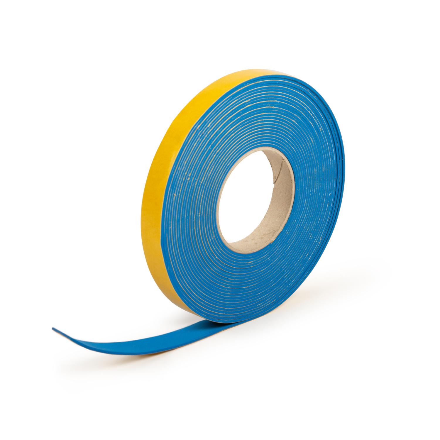 BANDE CAOUTCHOUC MOUSSE NBR/PVC BLEU AVEC ADHÉSIF 55X5MM